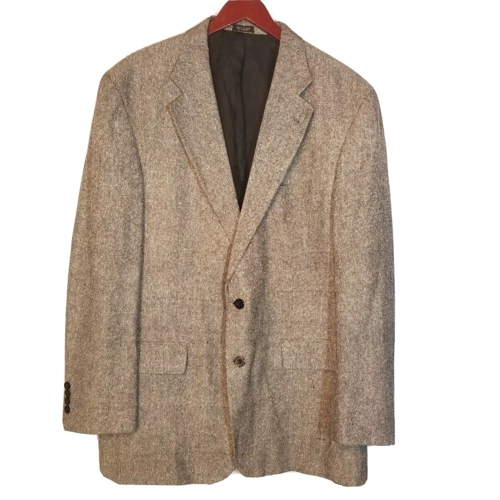 Oscar De La Renta‎ 100% Silk Woven Dappled Gray Classic Blazer 2-Button 46L